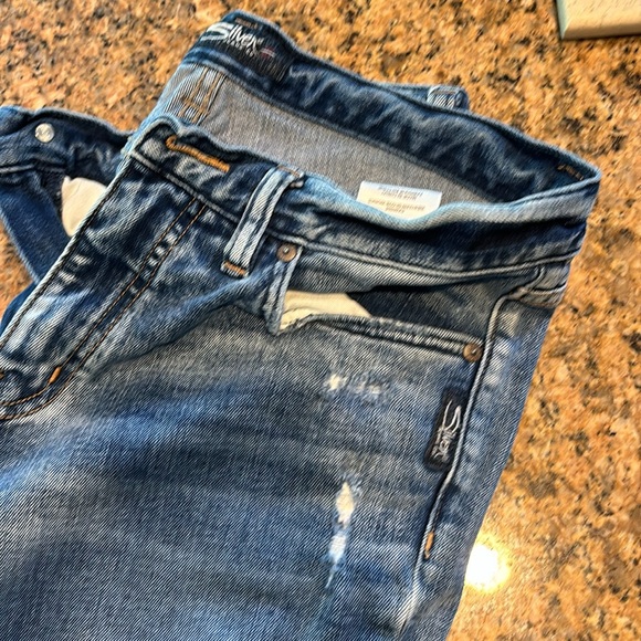 Silver jeans with frayed hem vintage ankle straight size 28 - Picture 3 of 3